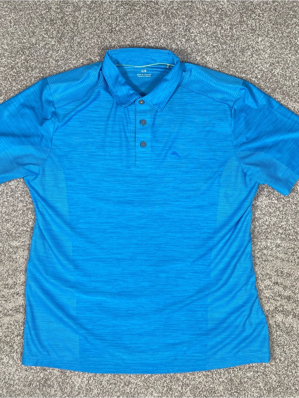 Tommy Bahama Island Zone Hawaiian Golf Polo Shirt Size Large Blue Stretch